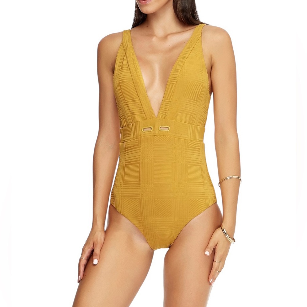 Jets La Paz Plunge Swimwear Australia One Piece Swimsuit Halter Swim Yellow
